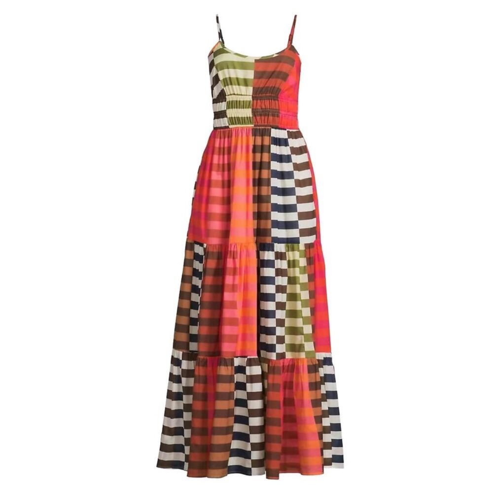 Hutch Silvana Tiered Maxi Dress Multicolor Stripe Boho Resort Vacation Size S - Picture 4 of 16